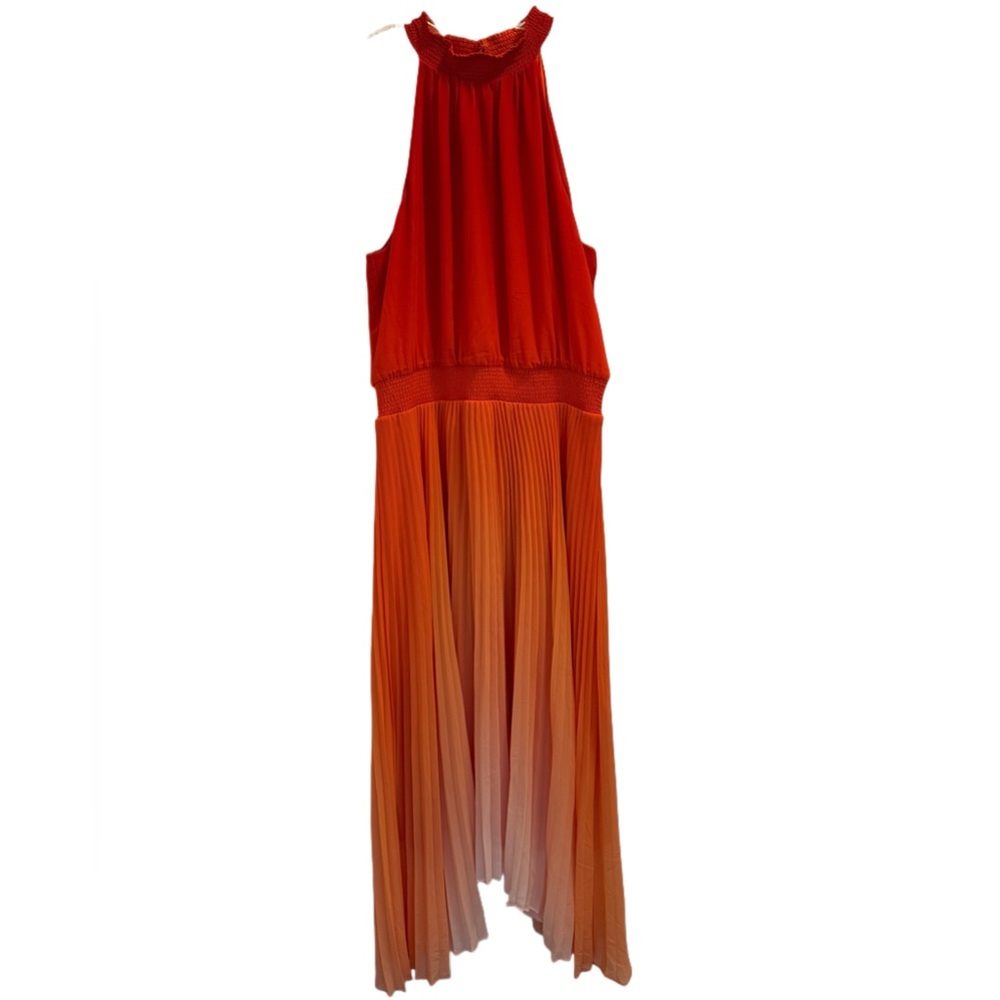 White House Black Market Red to Peach Ombre Halter High-Low Dress - Picture 2 of 9
